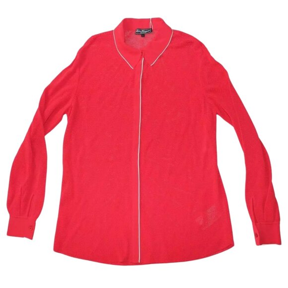 $1750 MEN'S NEW W/TAGS Salvatore Ferragamo Mesh Red White Cardigan Size L